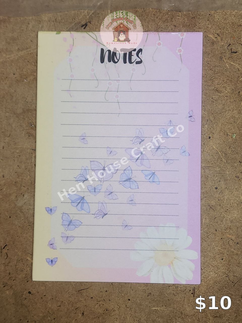Handmade Butterflies and Notes personalized notepad